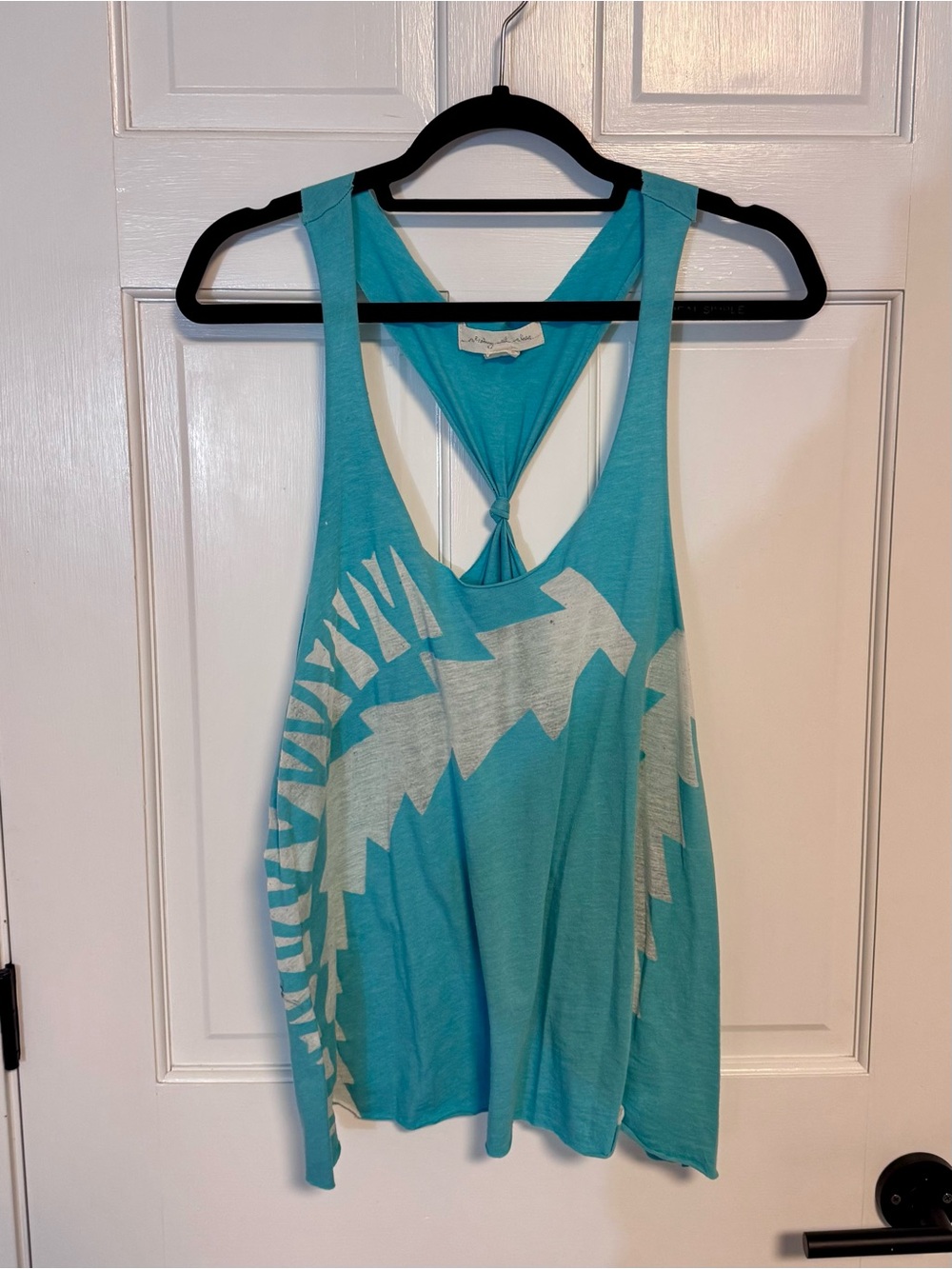 Staring at Stars | Turquoise Racerback Tank Bold Geometric Pattern, Size L - GUC